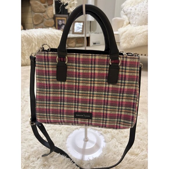 Nanette Lapore Crossbody Plaid  Pink Handles and Removable Strap - Picture 1 of 14